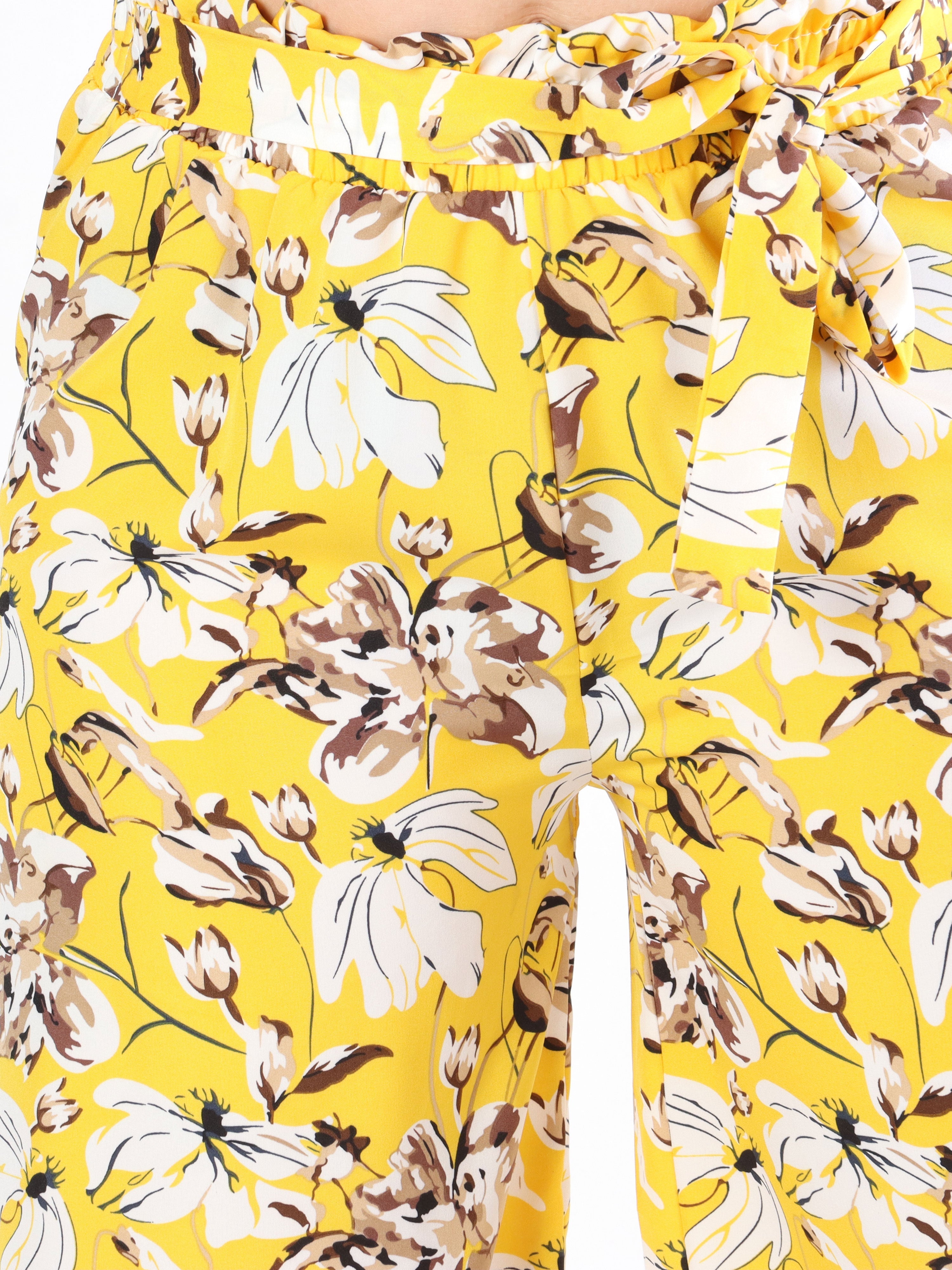 Angel - Lösa byxor i blommönster med knytband